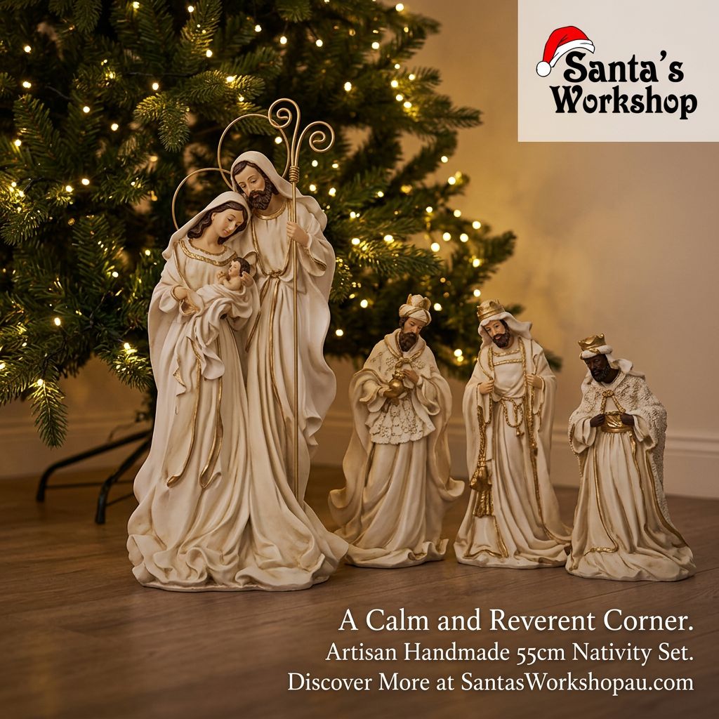 PRE ORDER Large Christmas Nativity Set – 55cm Handmade Holy Family & 38cm Three Wise Men, Premium Artisan Religious Figurines