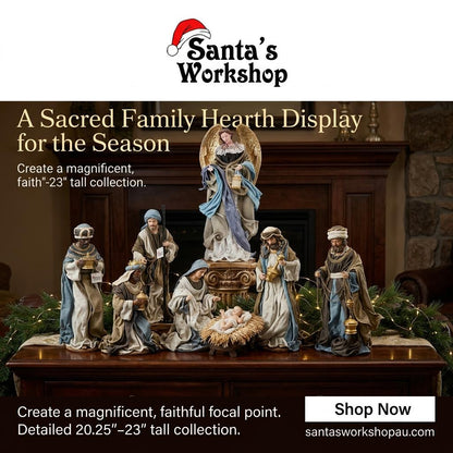 Pre ORDER Colourful 20.25″ Handmade Christmas Nativity Set with Holy Family, 3 Wise Men & 23″ Angel – 53cm Religious Manger Scene