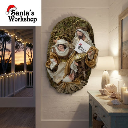 🎄 6.5" Holy Family Christmas Nativity Wreath Ornament on 10" Wall Decor – Religious Christian Hanging Decoration for Holiday Home Display ✨