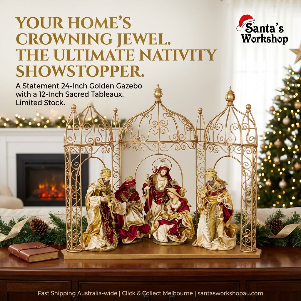 PRE ORDER  12" Nativity Set in 24" Gazebo – Large Religious Christmas Scene Decoration, Holy Family Holiday Display for Home & Church PRE ORDER