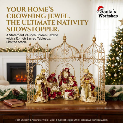 PRE ORDER  12" Nativity Set in 24" Gazebo – Large Religious Christmas Scene Decoration, Holy Family Holiday Display for Home & Church PRE ORDER