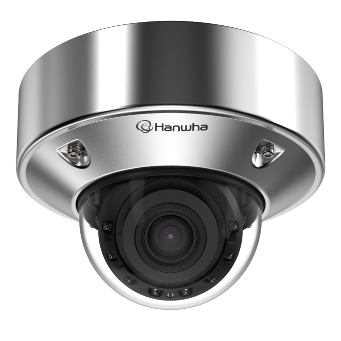 Hanwha Vision HV-XNV-A9084RS 8MP Stainless Steel AI IR Vandal Dome Camera with Wisenet 9 AI, 4.4–9.3mm Varifocal Lens, 50m IR, IP68, IK11 & NSF/ANSI 169