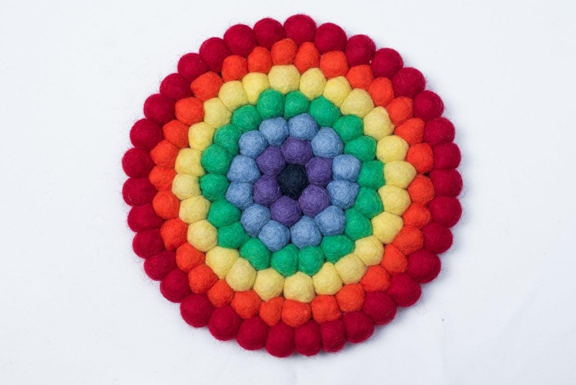 Rainbow Rings / Rainbow Wool Felt Coasters – Set of 4