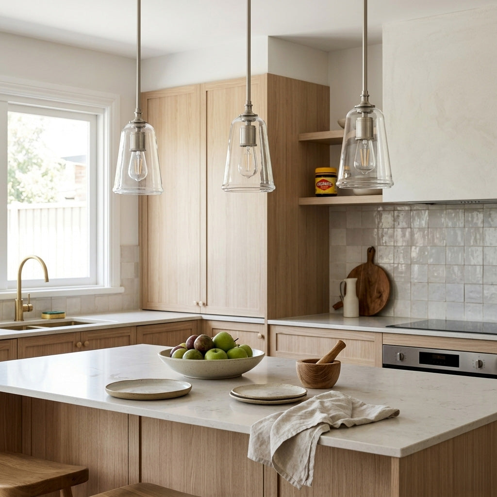 Reece Flared Glass Pendant Light - Nickel