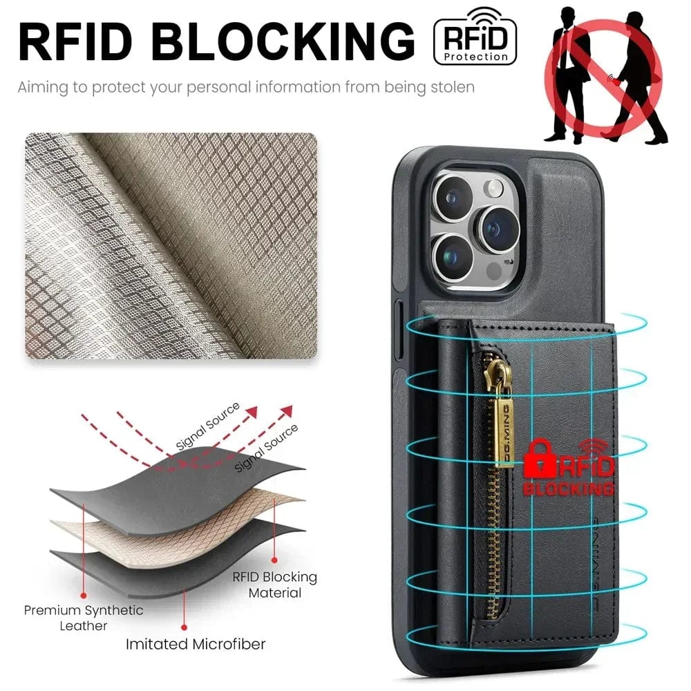 RFID iPhone Leather Detachable Wallet Case