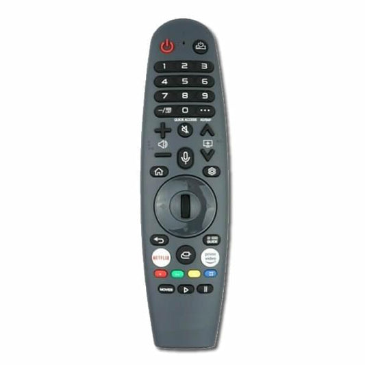 Black magic TV remote with numeric keypad and circular navigation pad