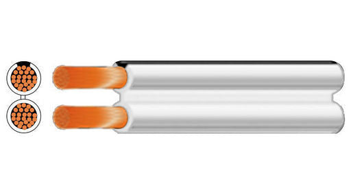 FIG8 2-Core 24/0.20mm Security Cable – Unscreened PVC Sheath, 100m Roll – White/Black – CBLFIG824020-100WHT/BLK