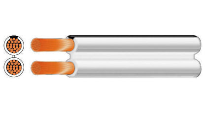FIG8 2-Core 24/0.20mm Security Cable – Unscreened PVC Sheath, 100m Roll – White/Black – CBLFIG824020-100WHT/BLK