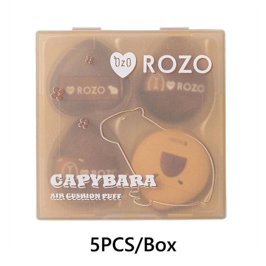 ROZO capybara air cushion powder puff box with five finger-sized puffs
