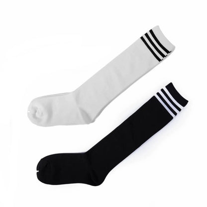 Womens Striped Top Black White Cotton Knee High Socks Over the Knee Thigh High