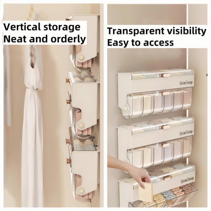 Underwear women's storage box - Premium quality - Storage box with lid - Clothing storage box - clothes rack - wardrobe - clothes hangers - Drawer - storage cabinet with compartments - Plastic storage box - Underwear - Socks - Hanging without drilling - W