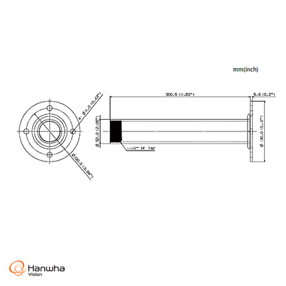Hanwha Vision HV-SBP-300CMW Aluminium Ceiling Mount Bracket - Ivory