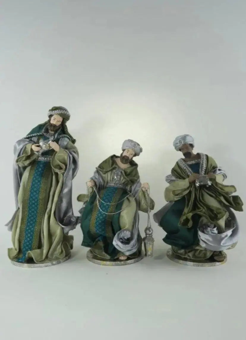 15.5’’ Christmas Religious Handmade Nativity Set with Angel - Scene with Manger (51 cm)