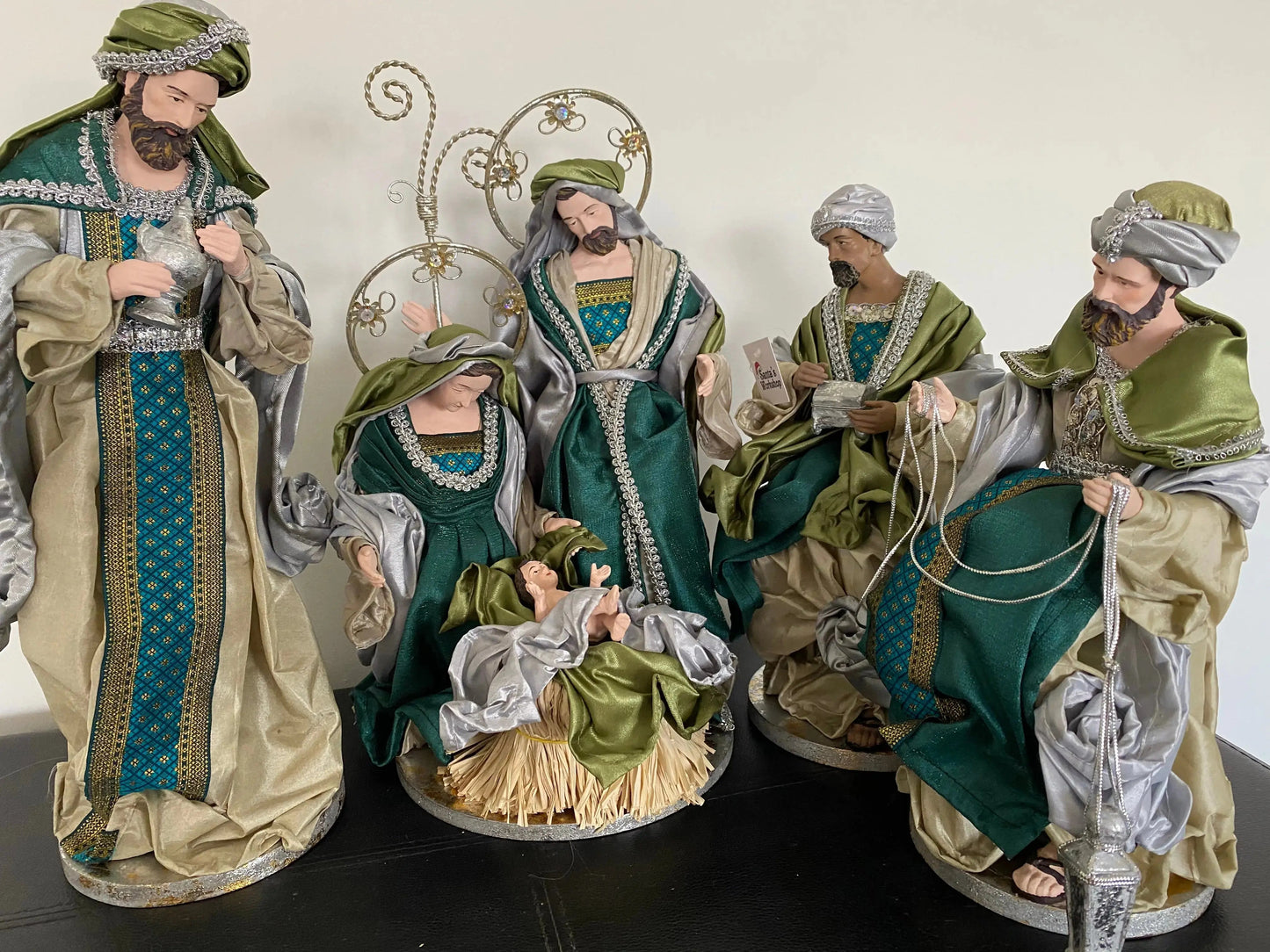 15.5’’ Christmas Religious Handmade Nativity Set with Angel - Scene with Manger (51 cm)