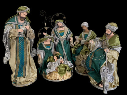 🎄 15.5" (51cm) Handmade Christmas Nativity Set with Angels & Manger Scene – Religious Christian Holiday Home Decor & Christmas Gift ✨
