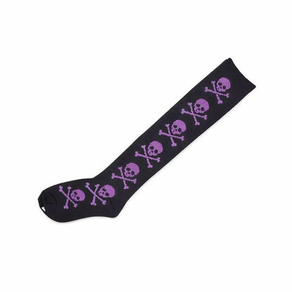 Skull Knee High Socks Purple