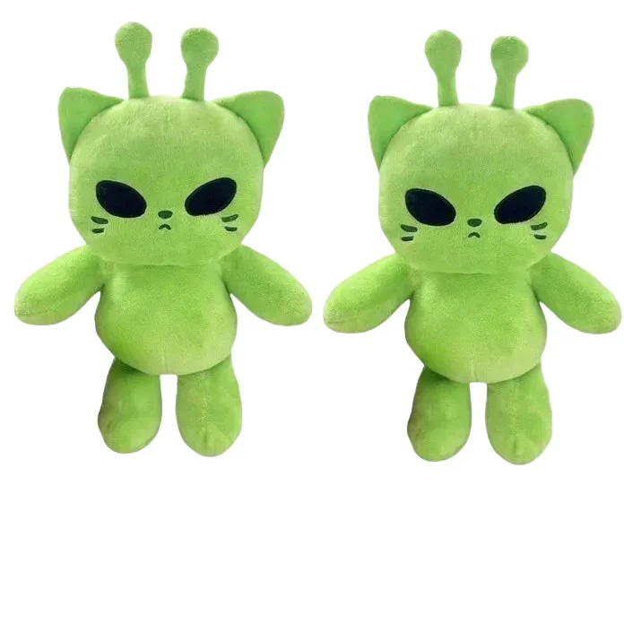 Alien Cat Plush Toy - Handmade Kawaii Green Extraterrestrial Stuffed Animal Plushie Gift