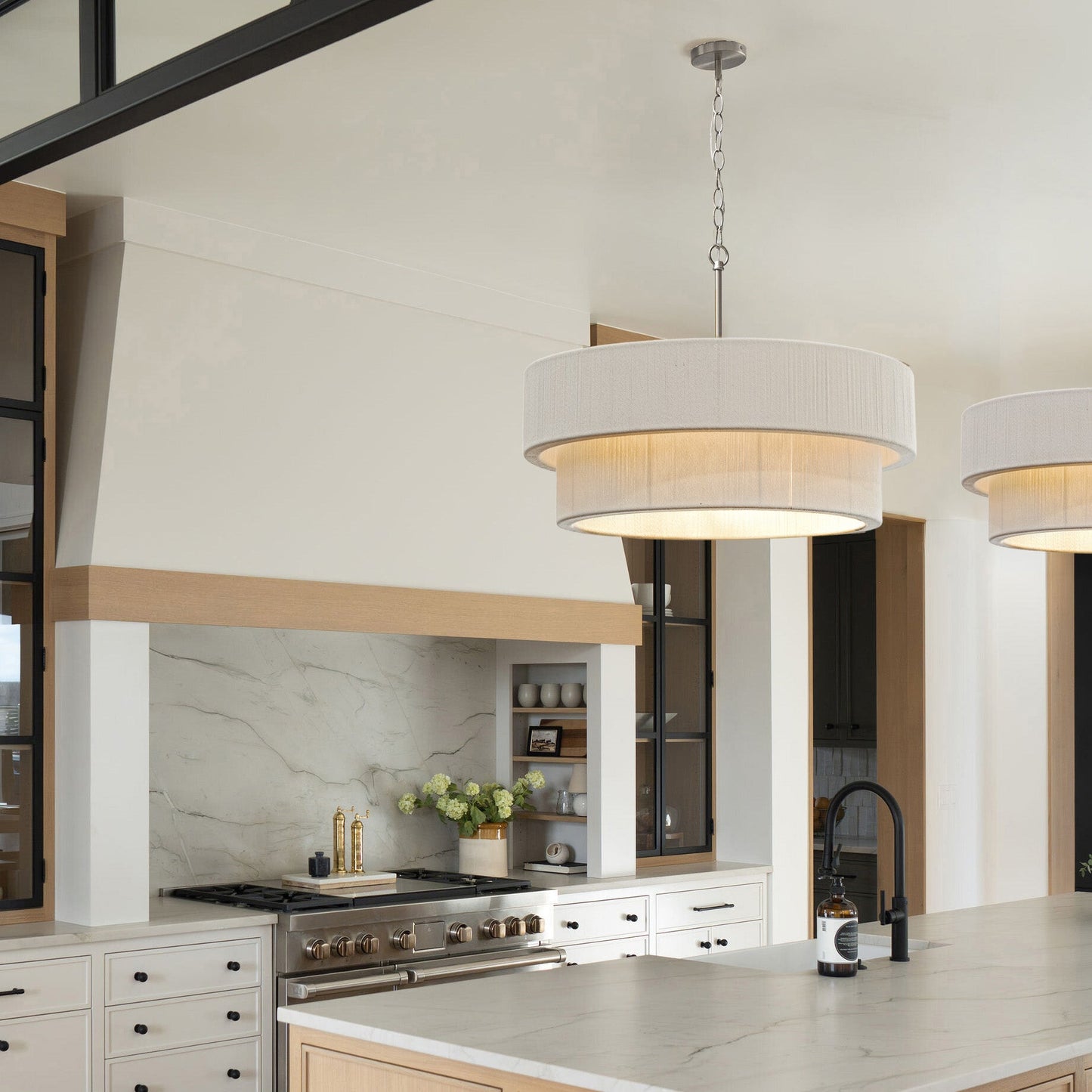Sorrento Double Tiered Rope Chandelier - White/Nickel