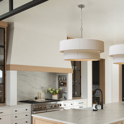 Sorrento Double Tiered Rope Chandelier - White/Nickel