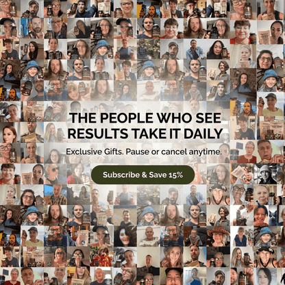 Collage of people holding Turmeric+ Whole Food Blend supplement bottles