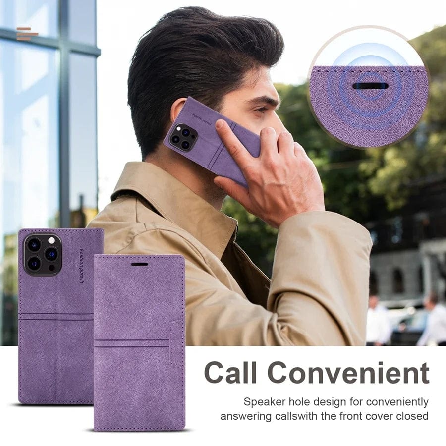 iPhone Suede Leather Wallet Case