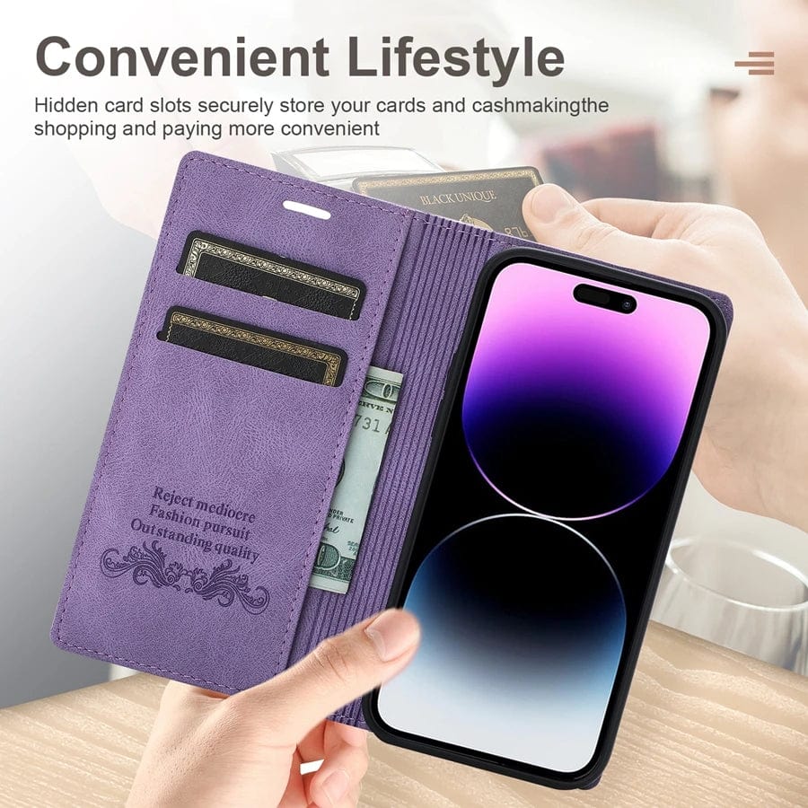 iPhone Suede Leather Wallet Case