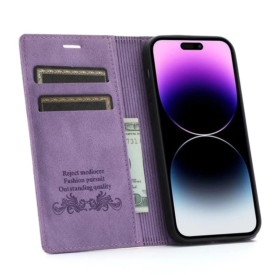iPhone Suede Leather Wallet Case
