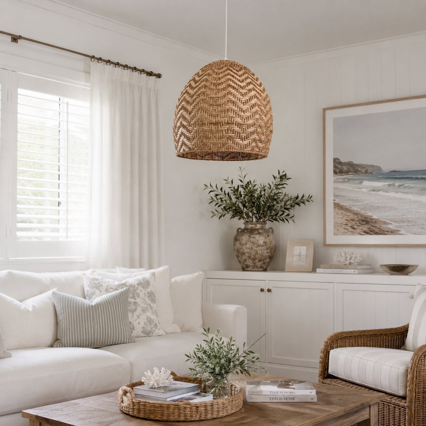 Sunset Rattan Cane Pendant Light