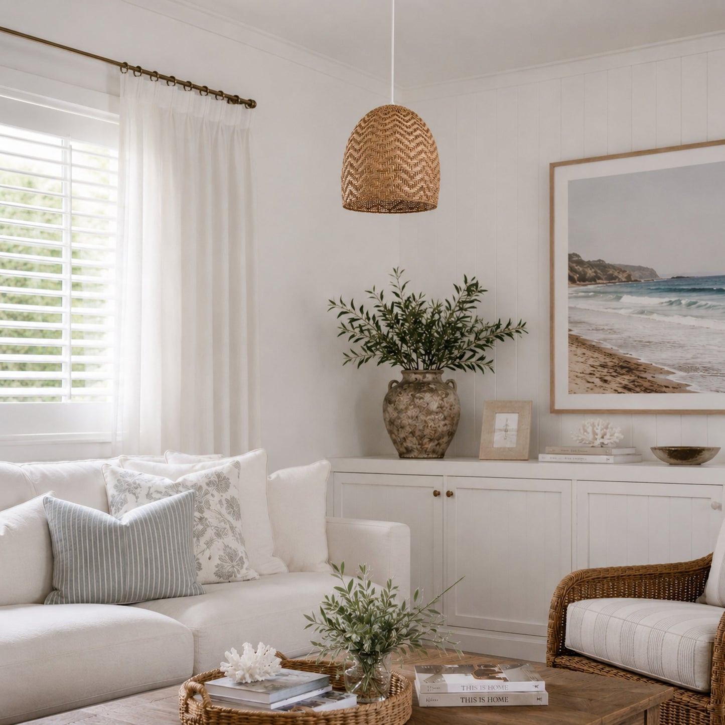 Sunset Rattan Cane Pendant Light