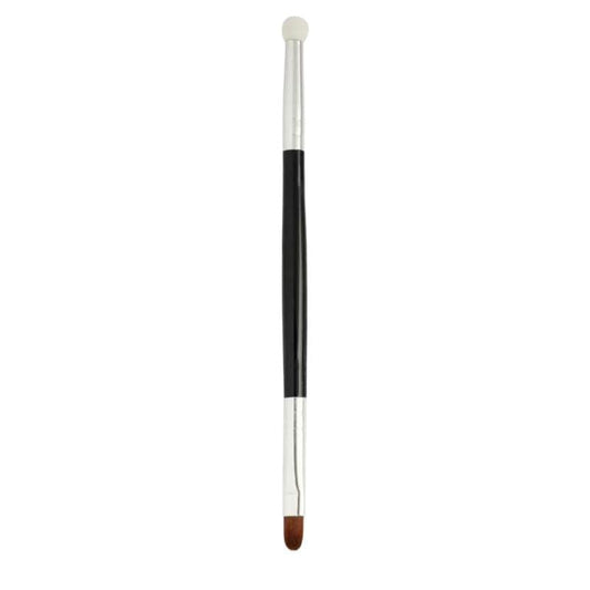 Precision concealer brush with white bristles and slim black handle