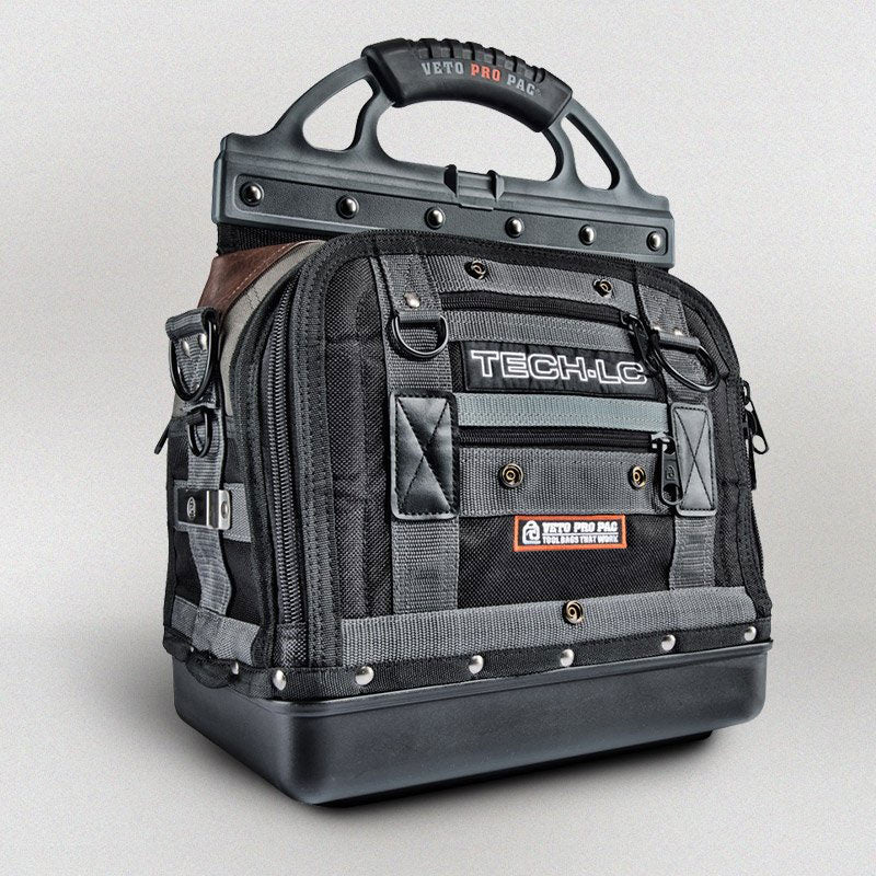 Veto Pro Pac TECH LC Tool Bag – Large HVAC Technician Closed-Top Bag with 53 Tiered Pockets, 6 Zippered Compartments & Waterproof Base (350x240x480mm)