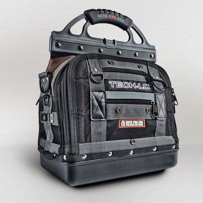 Veto Pro Pac TECH LC Tool Bag – Large HVAC Technician Closed-Top Bag with 53 Tiered Pockets, 6 Zippered Compartments & Waterproof Base (350x240x480mm)