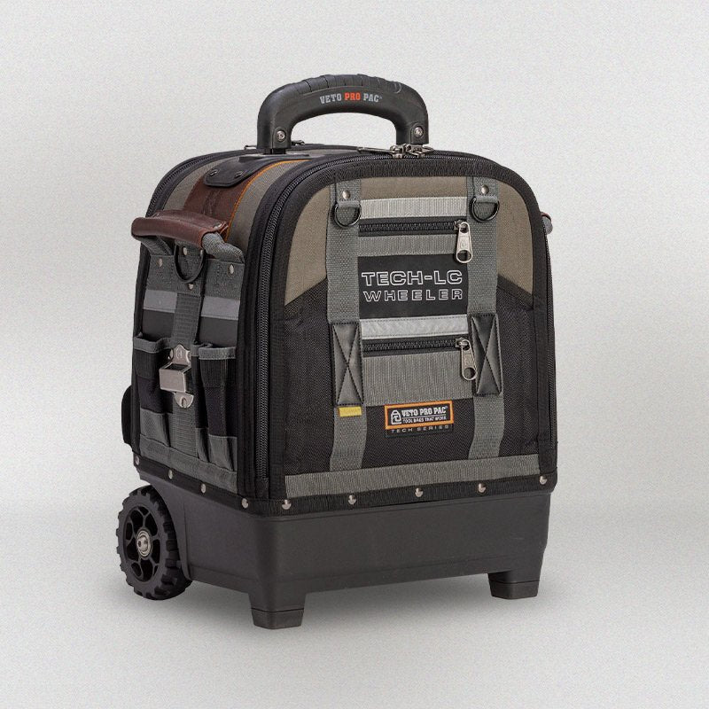 Veto Pro Pac TECH LC Wheeler Tool Bag – Large Wheeled HVAC Tech Bag with 64 Pockets, V-SWAP™ Panels, Pull Handle & Waterproof Base (320x430x480mm)