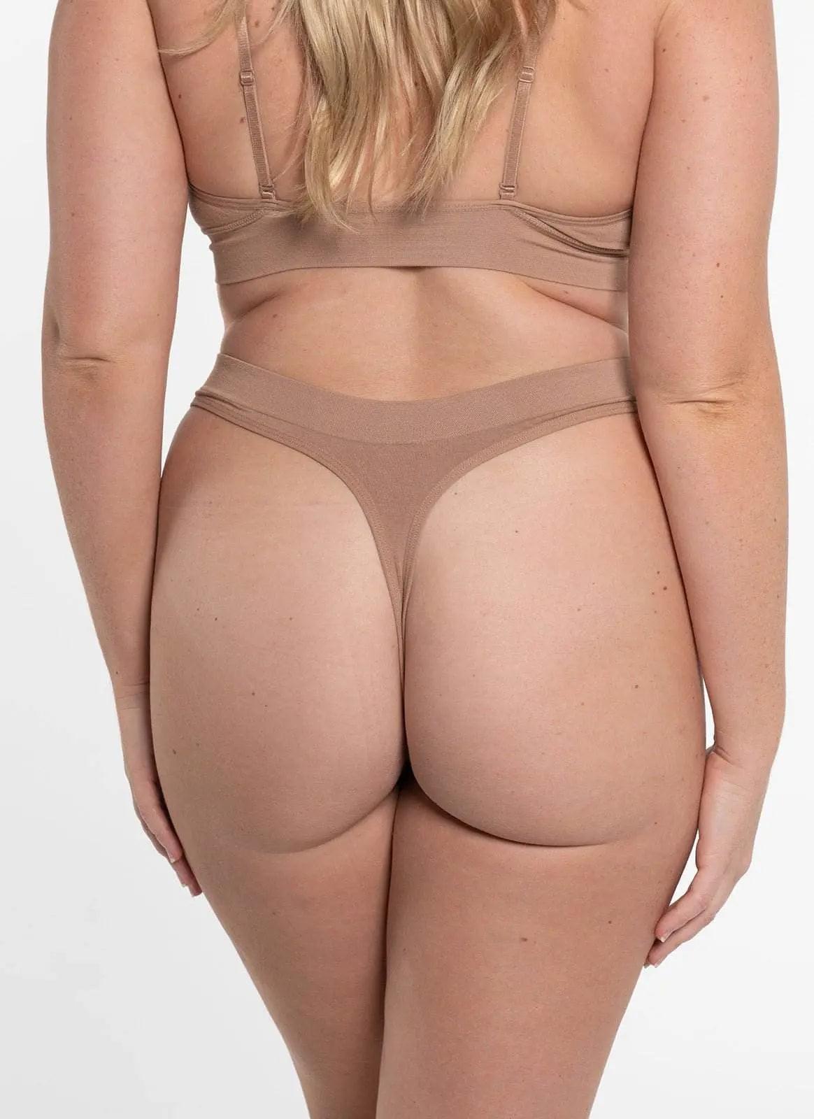 CHEEKY chestnut G-string thong with minimal coverage