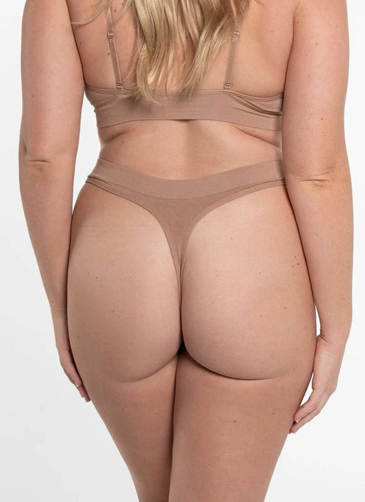 CHEEKY chestnut G-string thong with minimal coverage