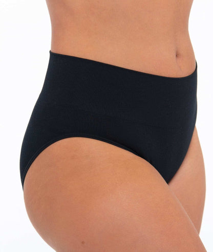 Black high-rise brief underwear with seamless waistband