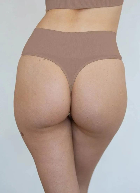 Chestnut seamless high-rise lingerie briefs with full coverage back
