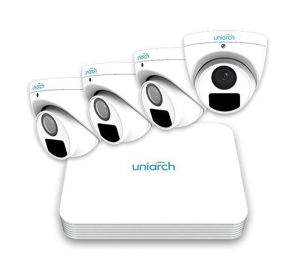 Uniarch Surveillance Kit with 4x Uniarch 8MP Turret CCTV IP Camera and 8CH NVR with PoE Switch plus 4TB HDD