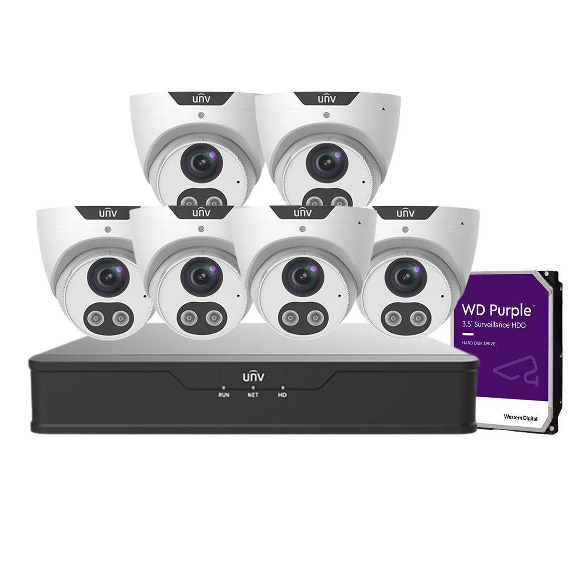 Uniview 6x 8MP Camera (IPC3618SB-ADF28(40)KMC-I0) + 8 Channel NVR + HHD Camera Kit (NVR301-08X-P8)