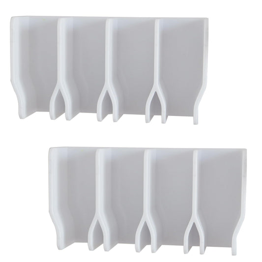 White wall-mounted drying rack with four hanging clips and foldable hook arms.