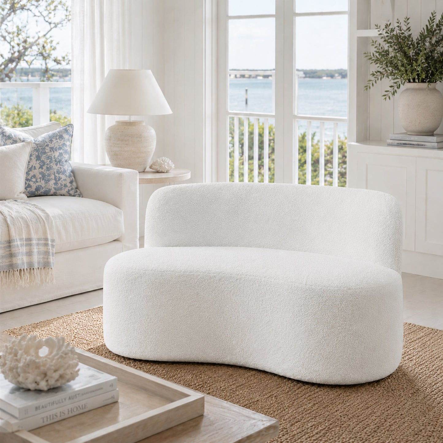 Mason Boucle Love Seat - White