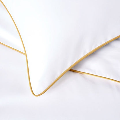 Plaza Collection White Standard Pillowcase Set - Gold Piping