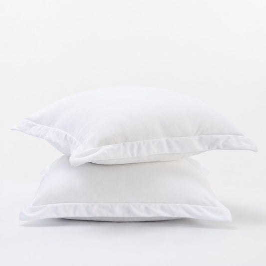 Ivory faux fur velvet European pillowcases, ruffled edge, set of 2