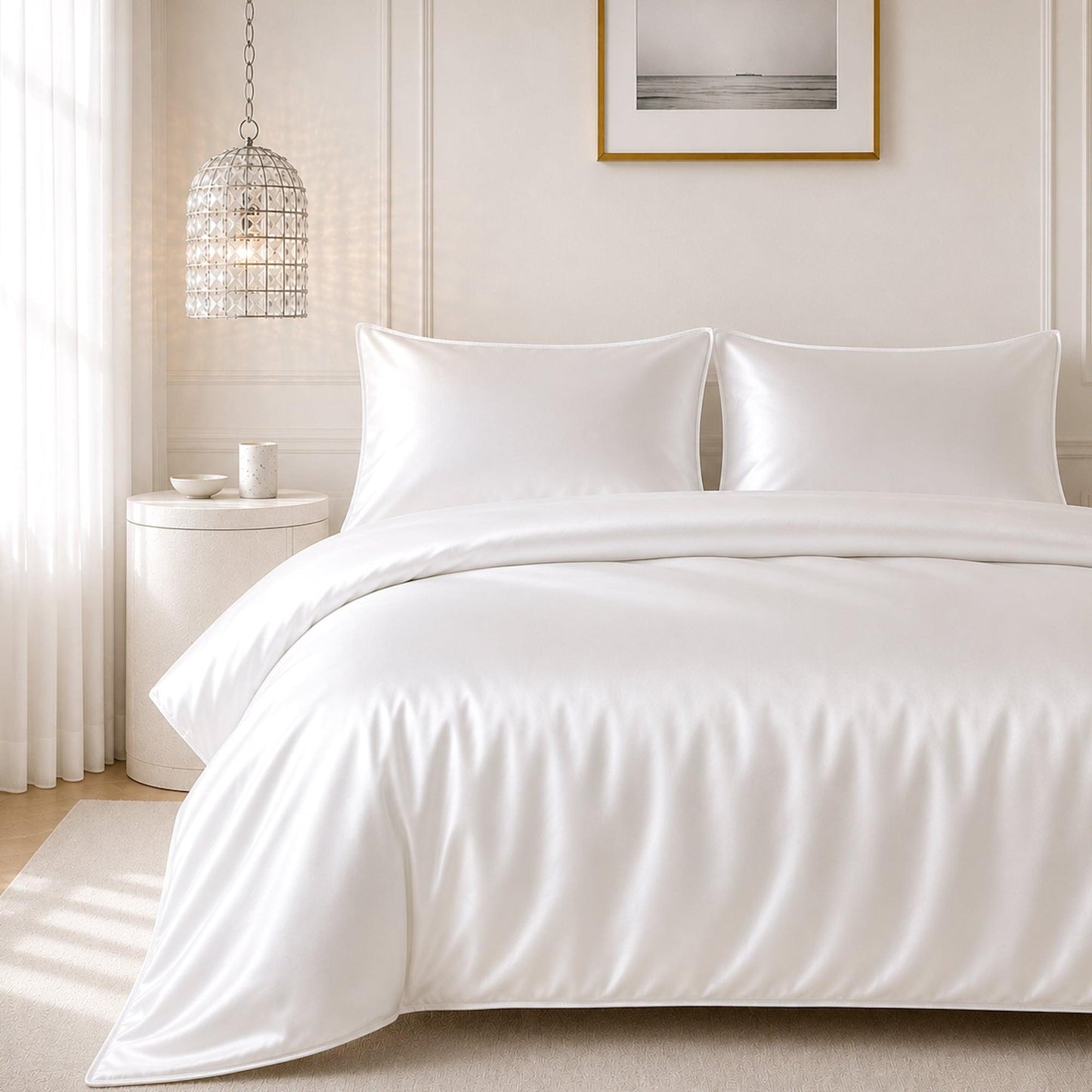 Satin Quilt Cover - White