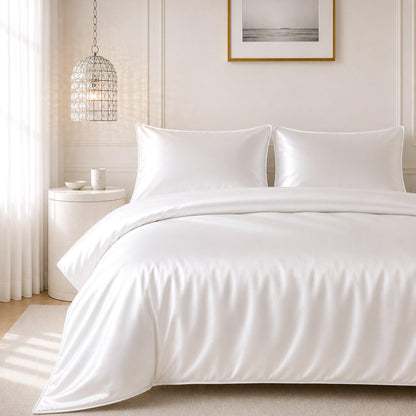 Satin Quilt Cover - White
