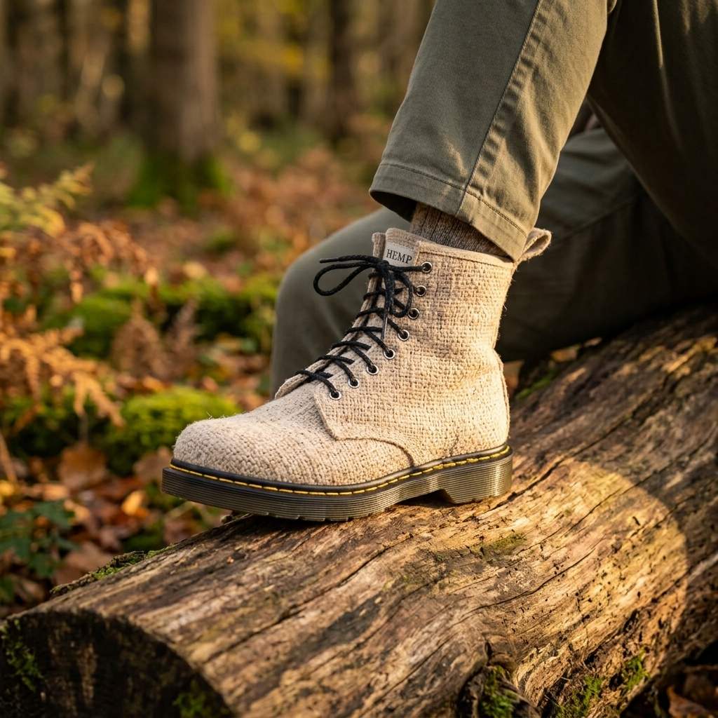 White Hemp Hiking Boots – Vegan Ankle High Hemp Boots