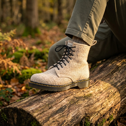 White Hemp Hiking Boots – Vegan Ankle High Hemp Boots