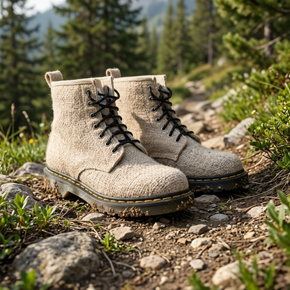 White Hemp Hiking Boots – Vegan Ankle High Hemp Boots
