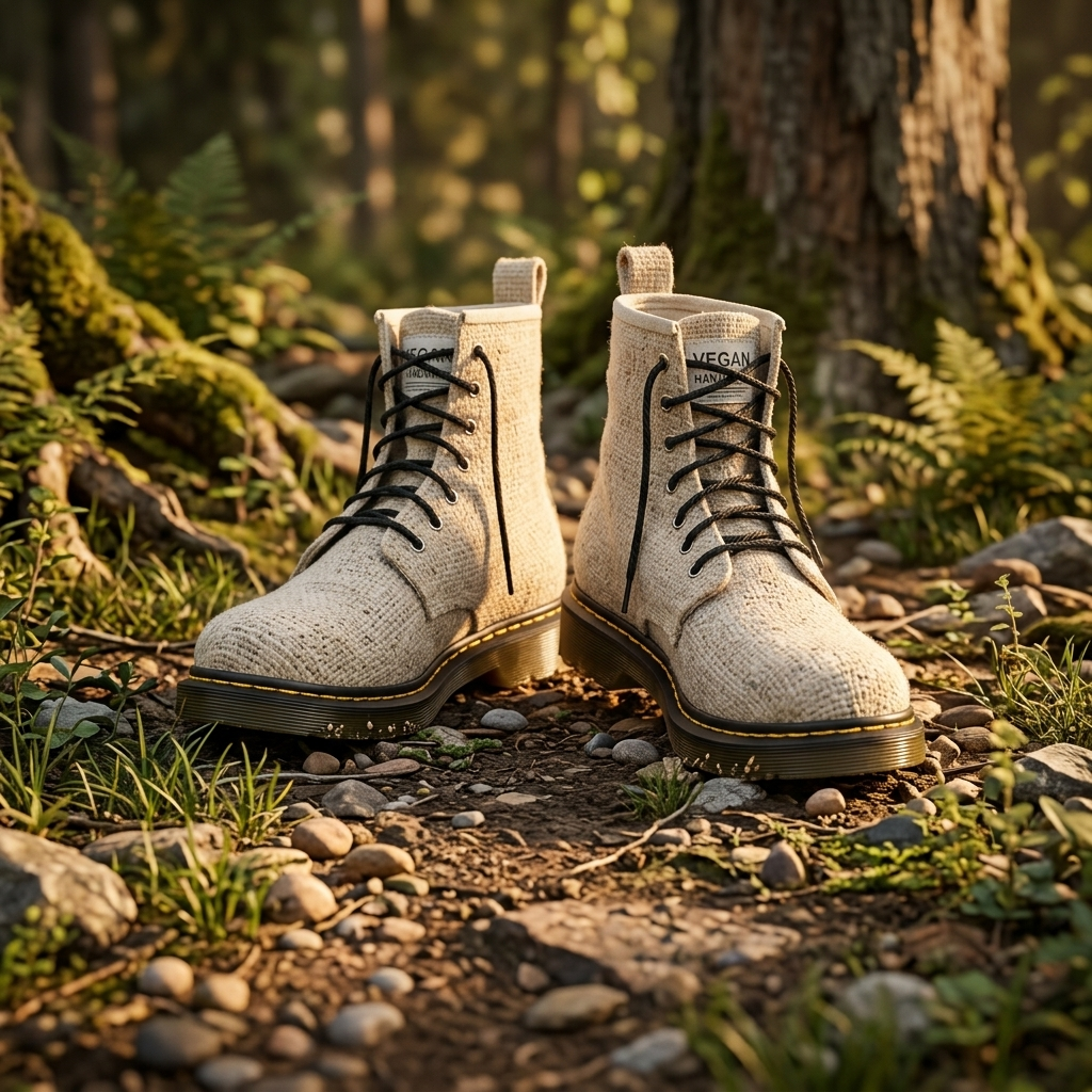 White Hemp Hiking Boots – Vegan Ankle High Hemp Boots