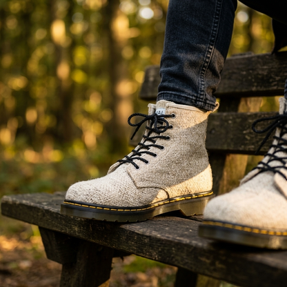 White Hemp Hiking Boots – Vegan Ankle High Hemp Boots